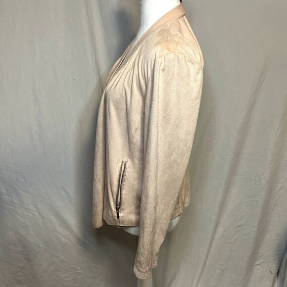 Peck & Peck Pink Suede Cardigan Sweater Open Front V Neck Womens Comfy - Picture 6 of 8